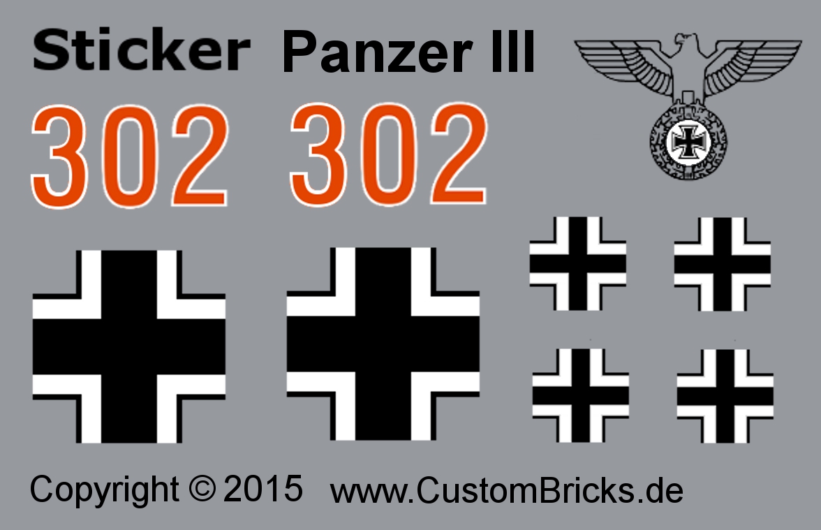 CUSTOMBRICKS.de Custom Sticker Decals Panzer Tank Fahrzeuge Vehicle