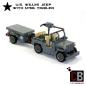 Preview: CUSTOM WW2 Willys Jeep mit M416 Trailer und Soldat aus LEGO® Steinen