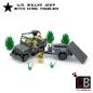 Preview: CUSTOM WW2 Willys Jeep mit M416 Trailer und Soldat aus LEGO® Steinen