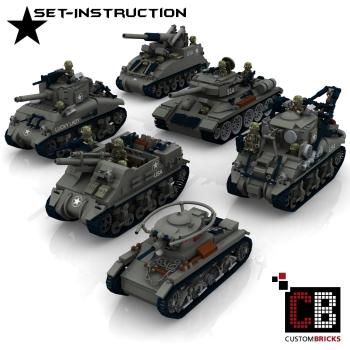 Custom WW2 Allied Tank Set - T34, T26, M40, M32B1, M7-Priest, M4A2 and Firefly