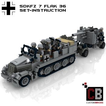 Custom WW2 SdKfz 7 + Flak 36 + SdKfz 7-1 + Sd Trailer 52