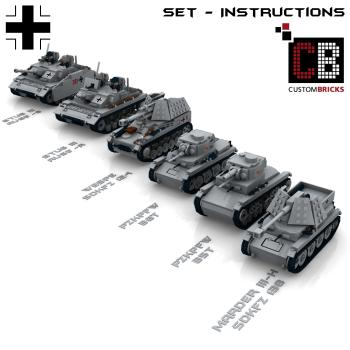 Custom WW2 german Tank Set 2 - T35, T38, Marder, Wespe, Stug 3A and 3G