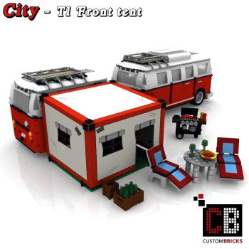 Custom T1 front tent with barbecue and seating