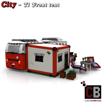 Custom T1 front tent with barbecue and seating