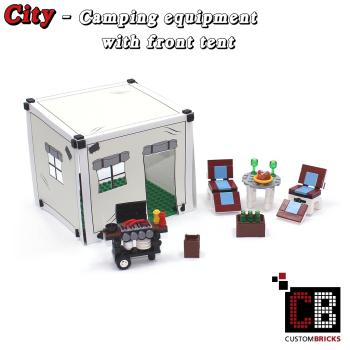 T1 front tent with barbecue and accessories - white - from LEGO® bricks