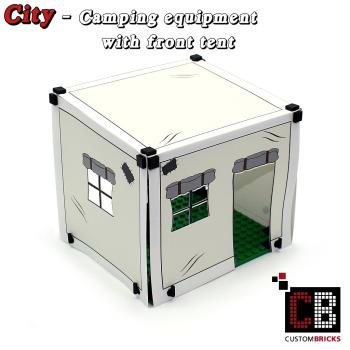 T1 front tent with barbecue and accessories - white - from LEGO® bricks