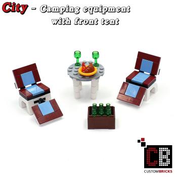 T1 front tent with barbecue and accessories - red - from LEGO® bricks