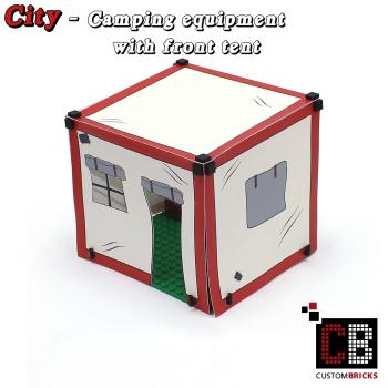 T1 front tent with barbecue and accessories - red - from LEGO® bricks