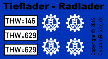 Custom Sticker - THW Modell Tieflader mit Radlader