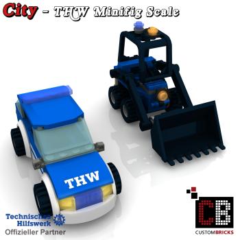 Custom THW Modell - Minibagger mit Personenkraftwagen