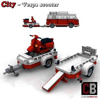 Custom T1-Bus trailer with scooter