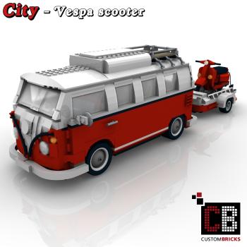 Custom T1-Bus trailer with scooter