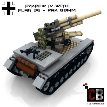 Custom WW2 Tank 4 PzKpfw IV with PAK 88 Gun