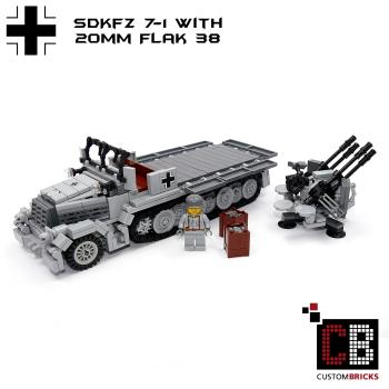 CUSTOM WW2 SdKfz 7-1 Flak38 mit Soldat aus LEGO® Steinen