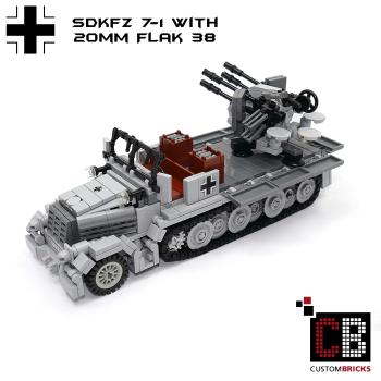 CUSTOM WW2 SdKfz 7-1 Flak38 mit Soldat aus LEGO® Steinen