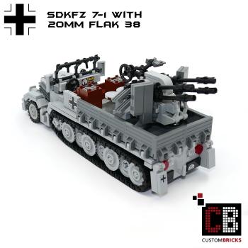 CUSTOM WW2 SdKfz 7-1 Flak38 mit Soldat aus LEGO® Steinen