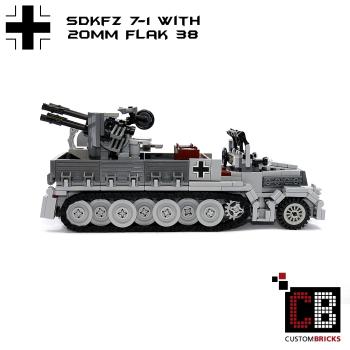 CUSTOM WW2 SdKfz 7-1 Flak38 mit Soldat aus LEGO® Steinen