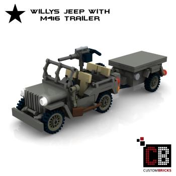 Custom WW2 U.S. MB Willys with M416 Trailer