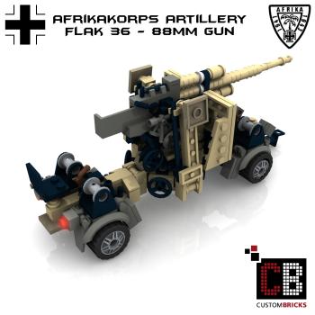 Custom WW2 Afrikakorps Flak 36 - 88mm gun