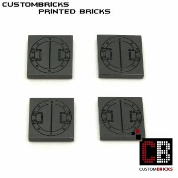 DARK BLUISH GREY Tile with armored door