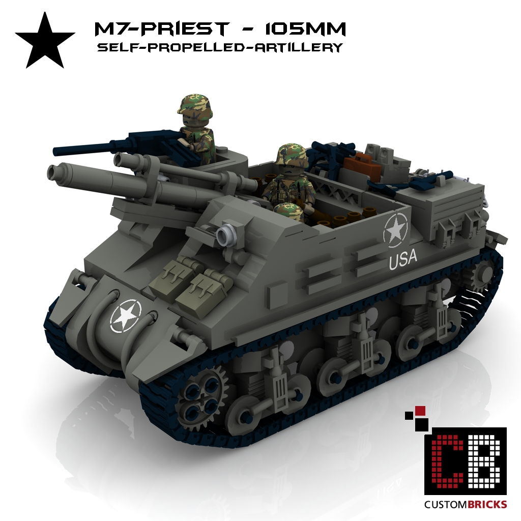 CUSTOMBRICKS Custom WW2 Allied Tank Set T34 85 M40 GMC