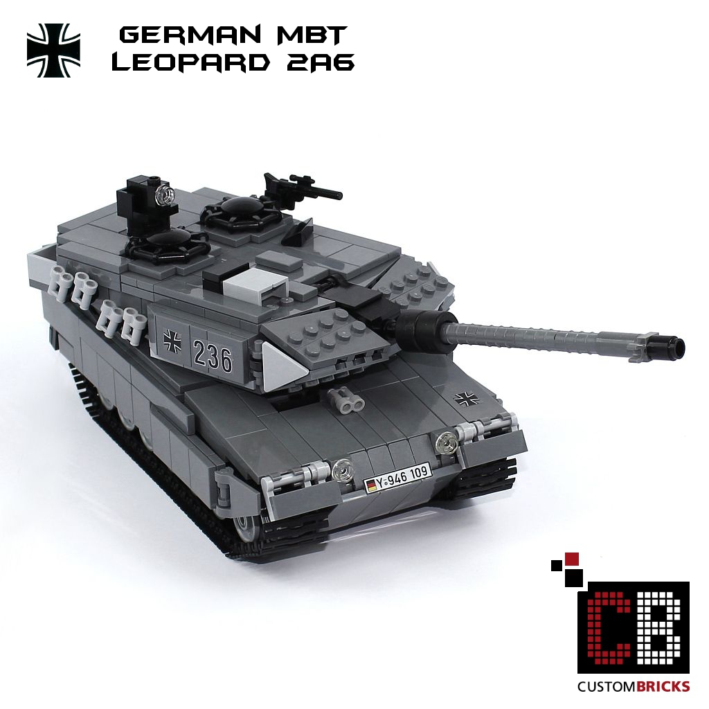 CUSTOMBRICKS CUSTOM MBT Leopard2 A6 Tank with 2 Soldiers made
