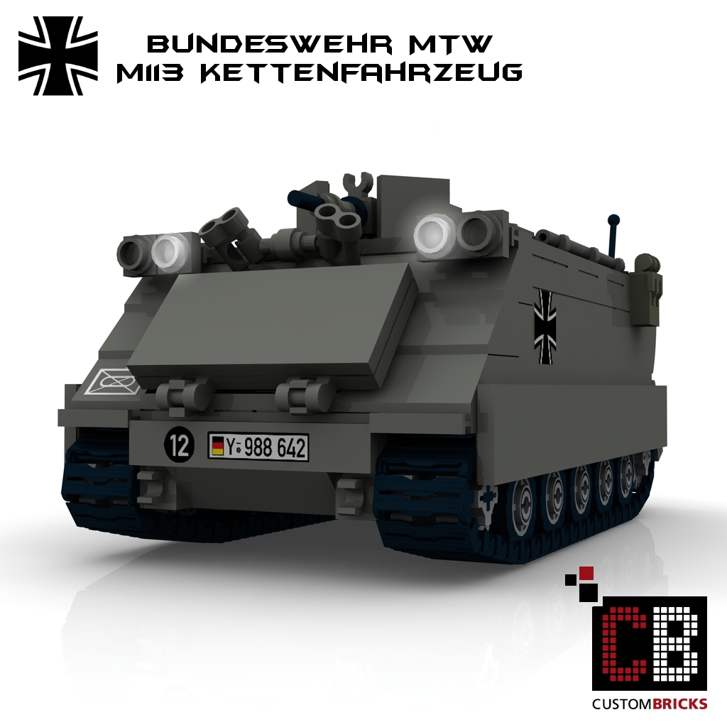 CUSTOMBRICKS LEGO Custom MOC Bundeswehr MTW M113 M113A1 MG50 LA Design Custombricks Custom PDF Bauanleitung Instructions Download Deutsche German