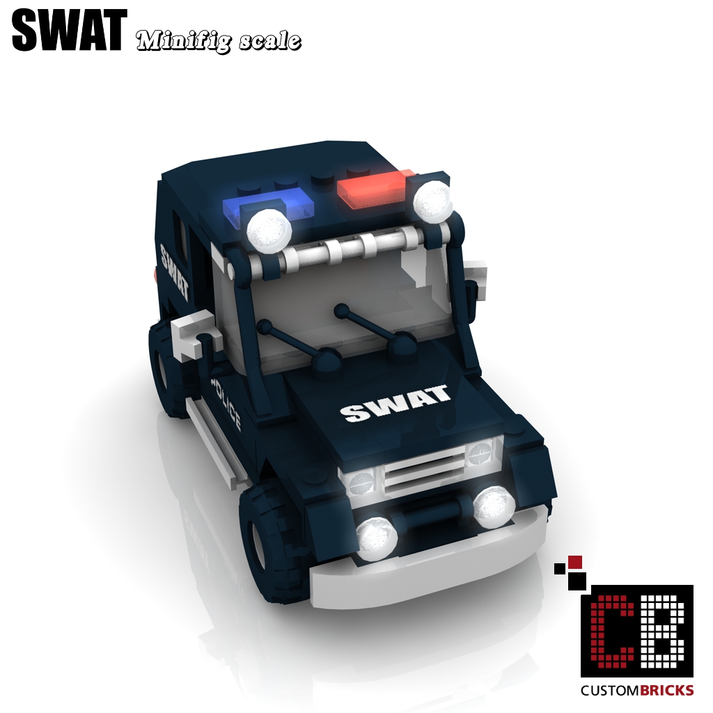 SWAT Truck Police Black Custom Model Built and Compatible with