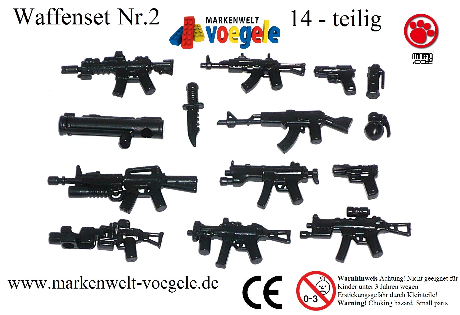 Custom Waffen Set 19 tlg Pistole Gewehre Spaten Taschenlampen für LEGO® Figuren 