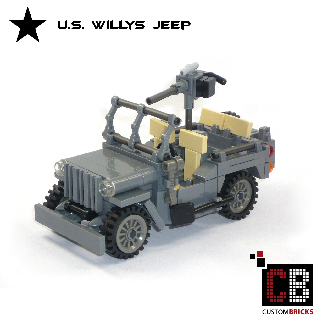 CUSTOMBRICKS LEGO WW2 WWII Wehrmacht Willys Jeep mit M416