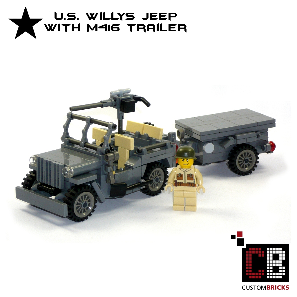CUSTOMBRICKS LEGO WW2 WWII Wehrmacht Willys Jeep mit M416 Trailer LA Design Custombricks Custom PDF Bauanleitung Instructions Download Deutsche German