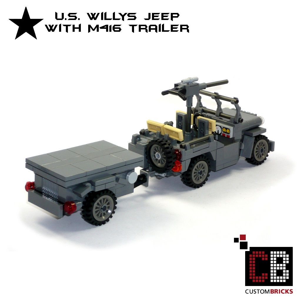 CUSTOMBRICKS LEGO WW2 WWII Wehrmacht Willys Jeep mit M416 Trailer LA Design Custombricks Custom PDF Bauanleitung Instructions Download Deutsche German