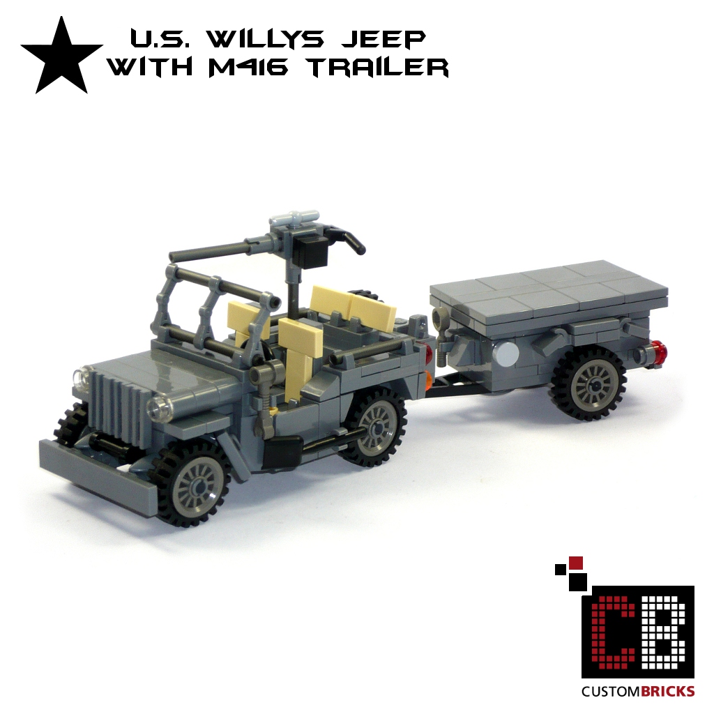 CUSTOMBRICKS LEGO WW2 WWII Wehrmacht Willys Jeep mit M416 Trailer LA Design Custombricks Custom PDF Bauanleitung Instructions Download Deutsche German
