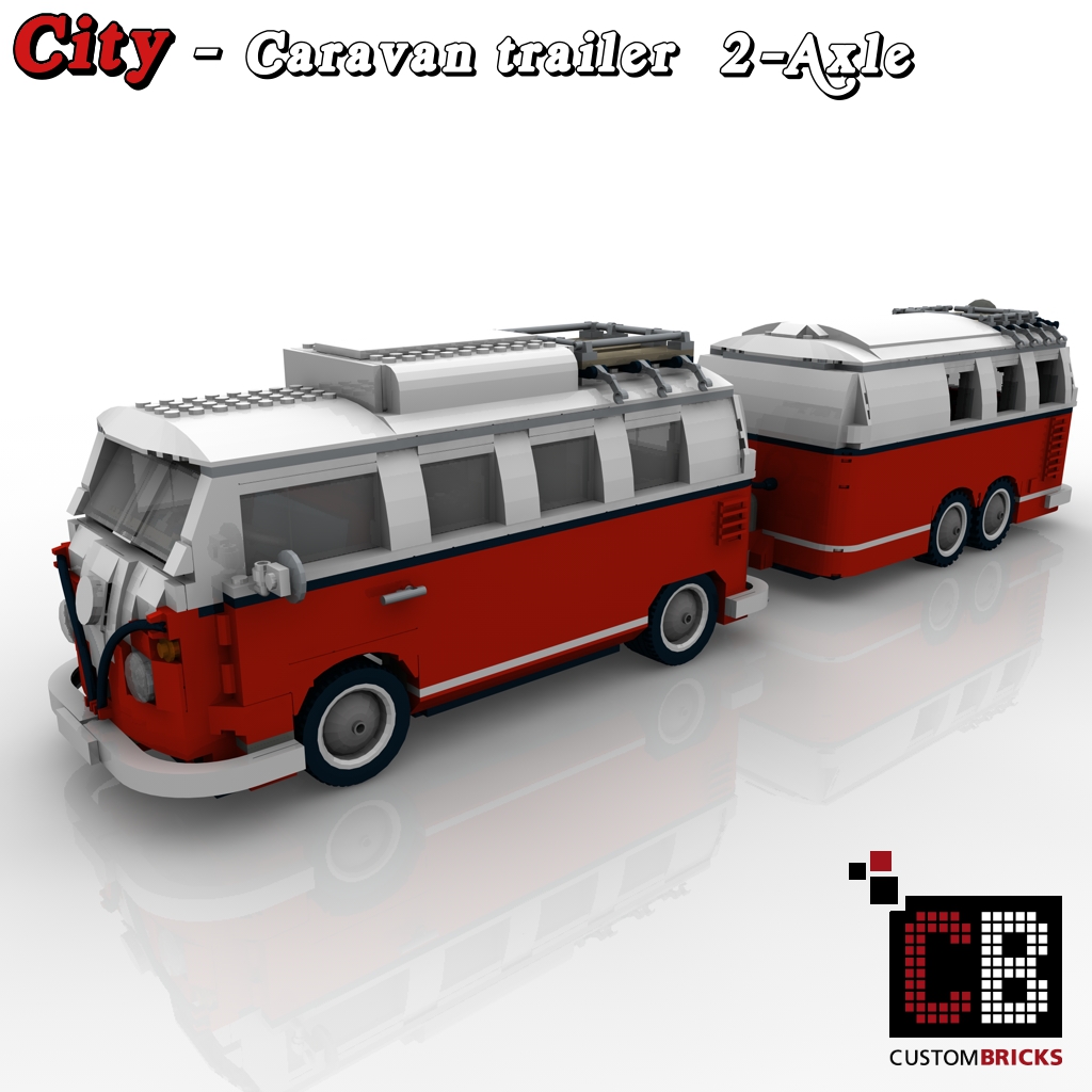 CUSTOMBRICKS LEGO City Trailer Wohnwagen Camper VW T1 Bus 10220