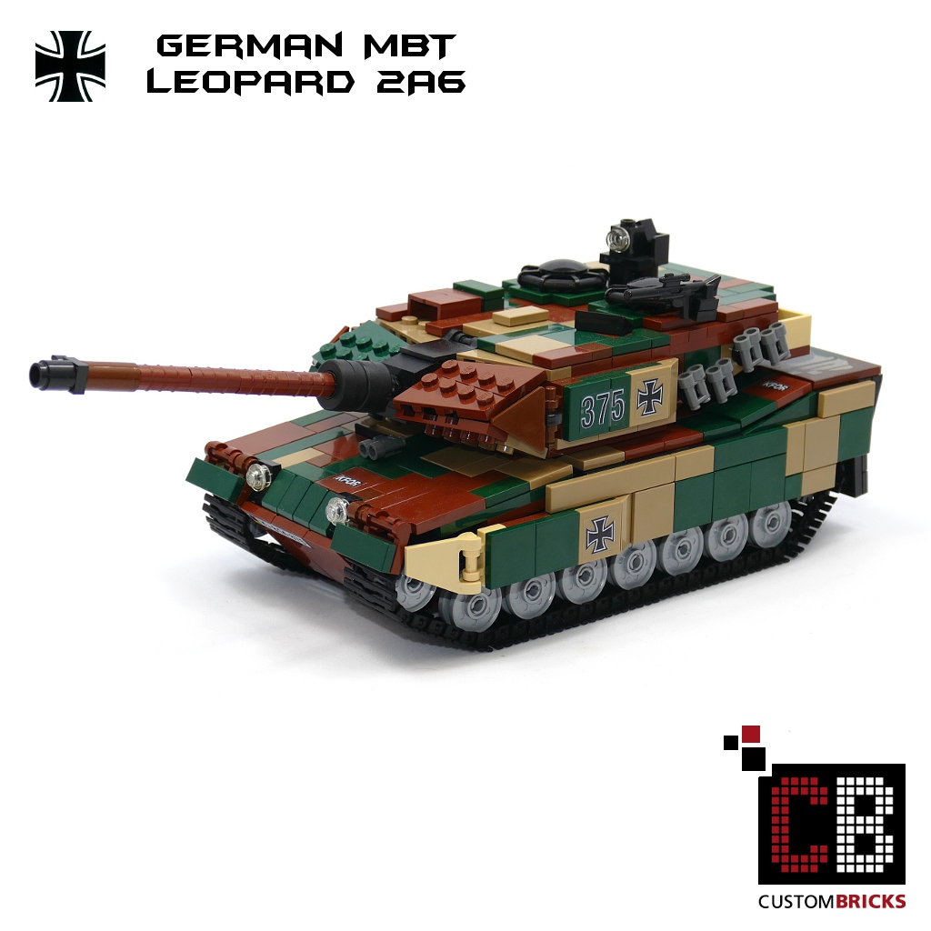 CUSTOMBRICKS CUSTOM MBT Leopard2 A6 Tank with 2 Soldiers made