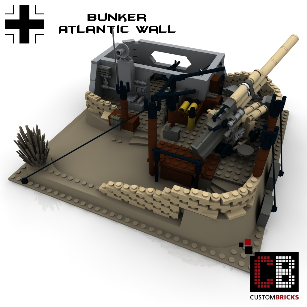 CUSTOMBRICKS.de LEGO Bunker Afrika Afrikakorps Custom WW2 Deutsche Artillerie Artillery Set