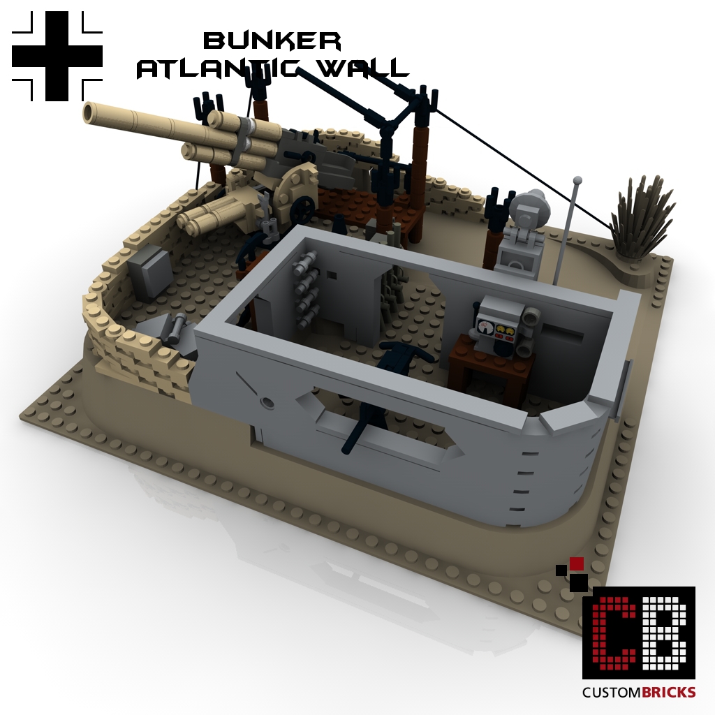 CUSTOMBRICKS.de LEGO Bunker Afrika Afrikakorps Custom WW2 Deutsche Artillerie Artillery Set