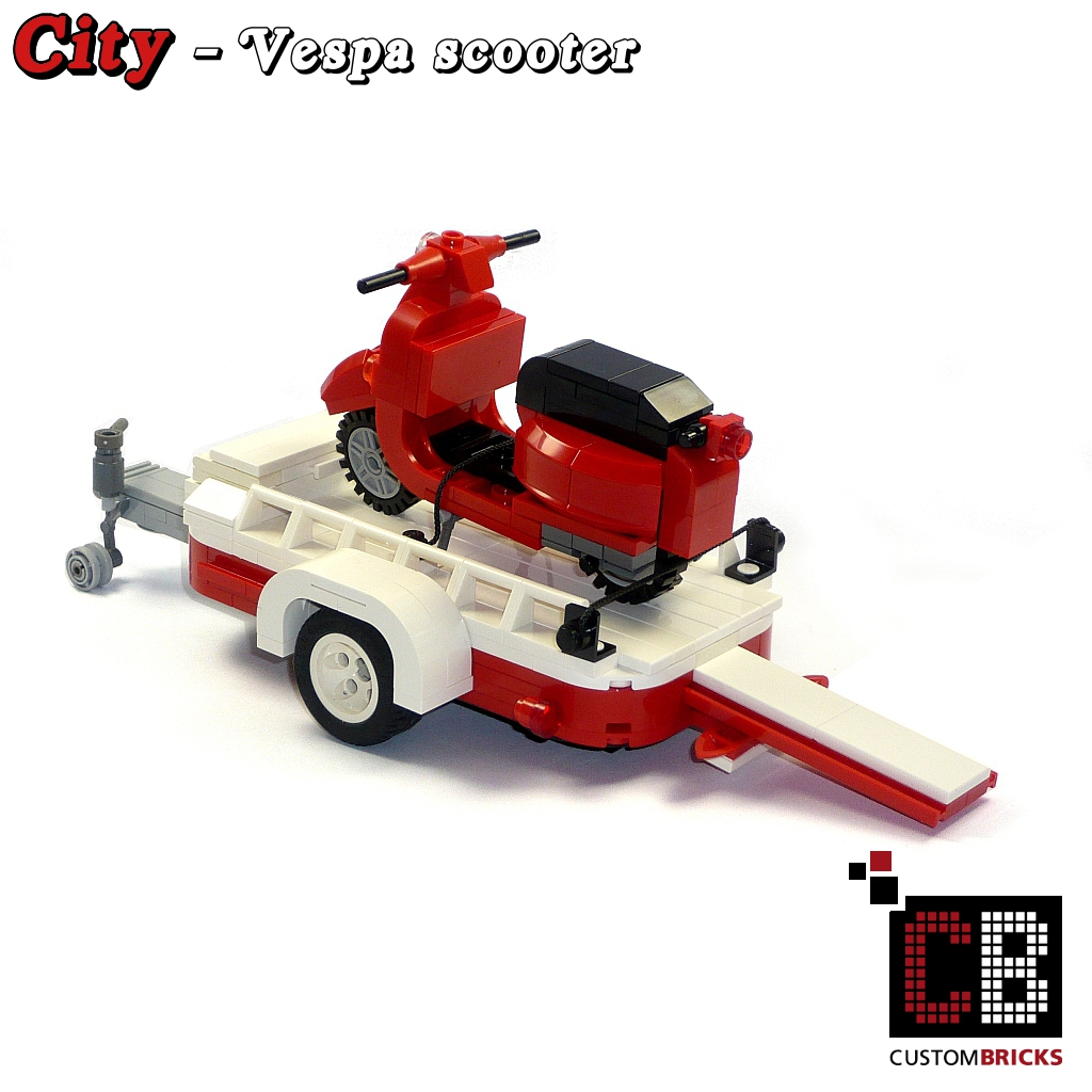 CB CUSTOM Vespa Roller mit Trailer MOC aus LEGO® Steinen zB für 10220 T1 Bus 