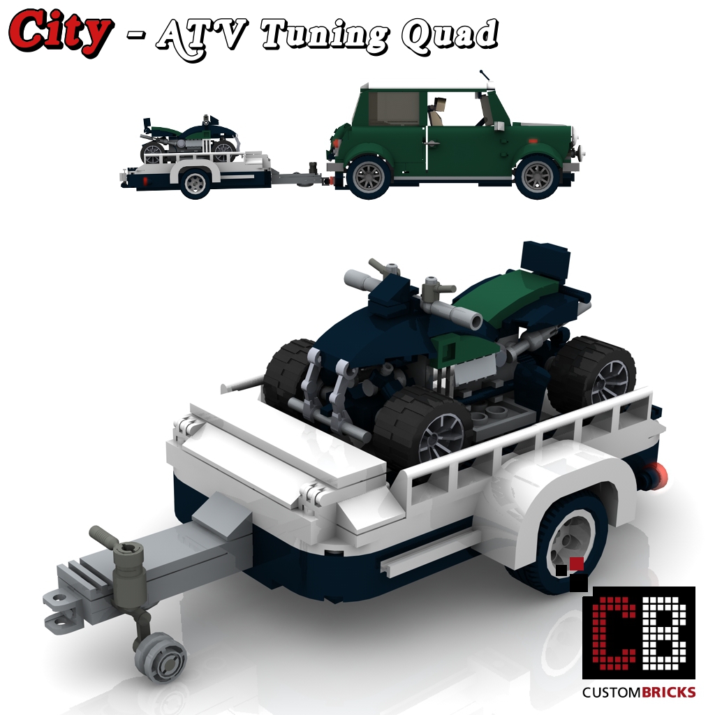  LEGO City Anhänger Fahrzeug Trailer Vehicle ATV Quad  Tuning Mini Cooper 10242