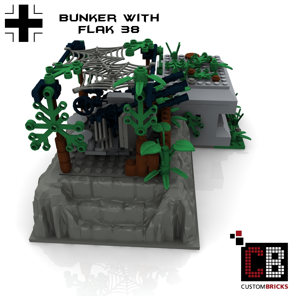 CUSTOMBRICKS LEGO Custom WW2 Bunker Flak 38 20mm Flakvierling