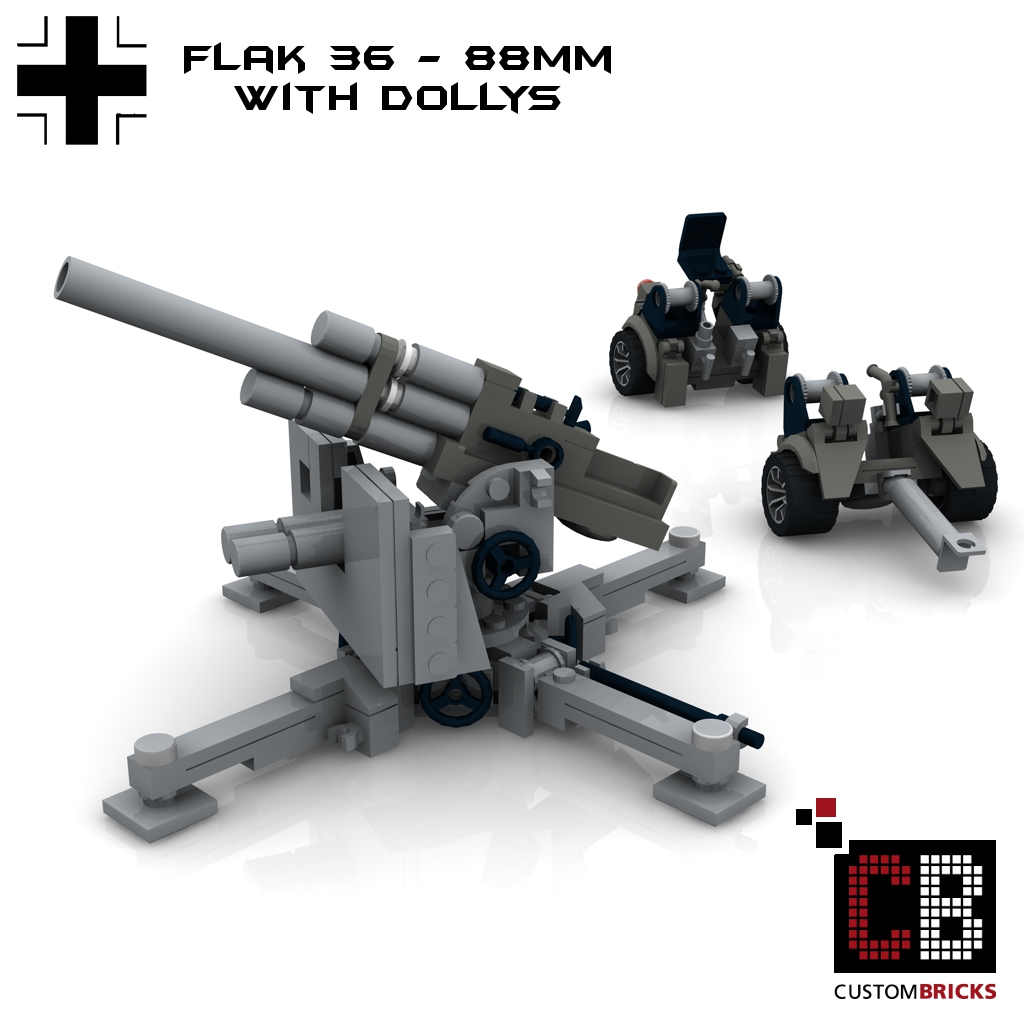 Custombricksde Lego Custom Ww2 Artillery Flak 36 88mm Anti Tank Gun