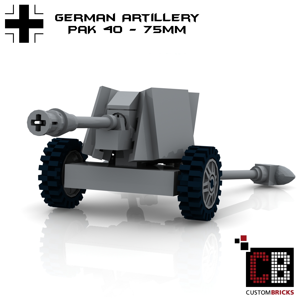 - LEGO-WW2-WWII-German-deutsche-Pak-40 -75mm-Kanone-Gun-Artillerie-Artillery