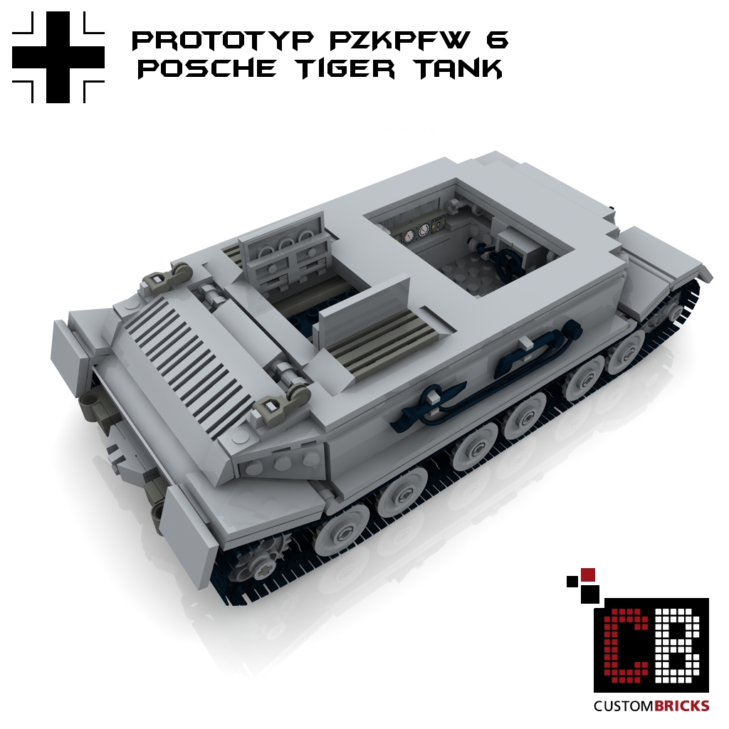 CUSTOMBRICKS.de - Custom-WW2-Panzer-PzKpfw-VI-Prototyp-Tiger-Porsche-WWII