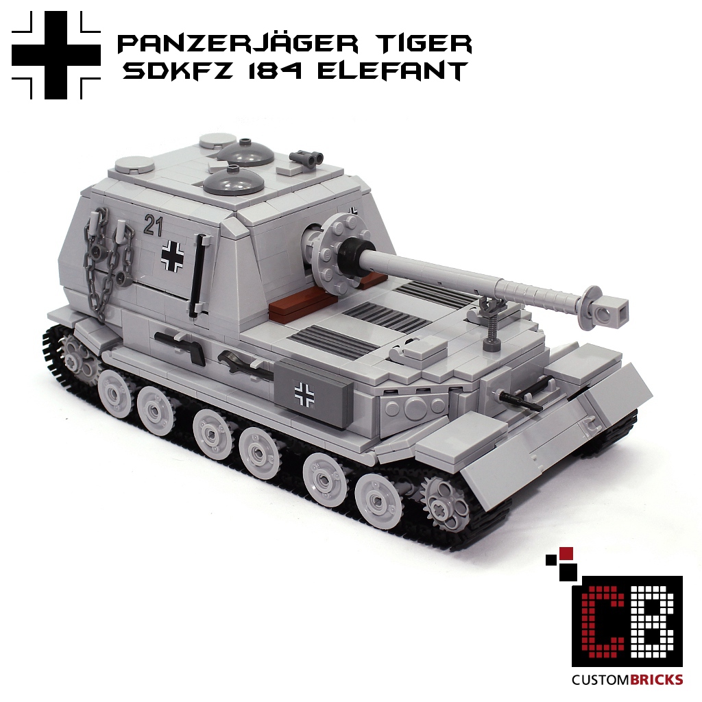 CUSTOMBRICKS CUSTOM WW2 Tank Elefant SdKfz 184 mit 2 Panzersoldaten LEGO Brickizimo WWII