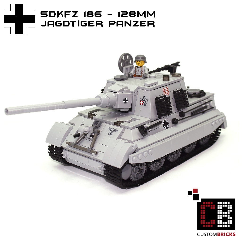 CUSTOMBRICKS LEGO WW2 WWII Panzer Tank I Panzerkampfwagen PzKpfw Jagdpanzer Jagdtiger Panzerjager hunting 128mm Tiger LA Design Custombricks Custom PDF Bauanleitung Instructions Download Deutsche G...