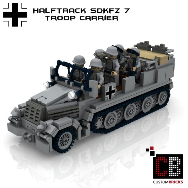 Custom WW2 SdKfz 7 + Flak 36 + SdKfz 7-1 + Sd Trailer 52