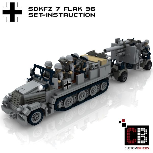 Custom WW2 SdKfz 7 + Flak 36 + SdKfz 7-1 + Sd Trailer 52