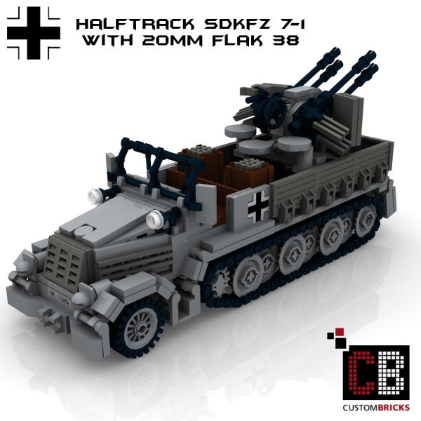 Custom WW2 SdKfz 7 + Flak 36 + SdKfz 7-1 + Sd Trailer 52