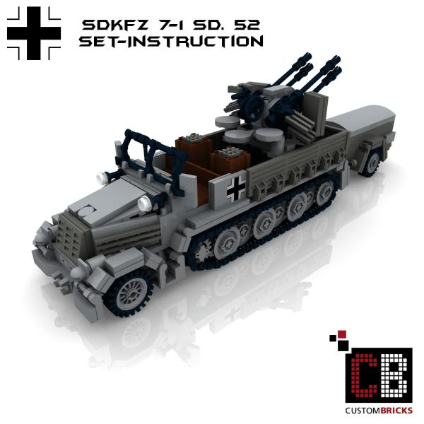 Custom WW2 SdKfz 7 + Flak 36 + SdKfz 7-1 + Sd Trailer 52