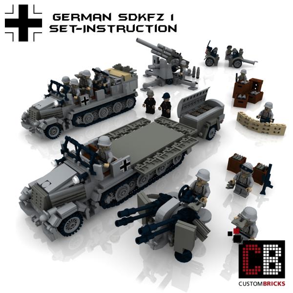 Custom WW2 SdKfz 7 + Flak 36 + SdKfz 7-1 + Sd Trailer 52